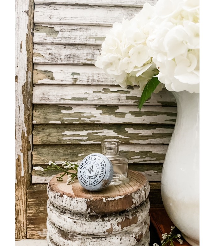 Antique English Rare Ironstone Button Top Lid w/ Base - Wesley Petroleum